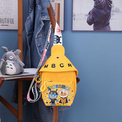 SYGA Celebrity Cartoon Canvas Small Bag Girl Children's Bag Shoulder Messenger Bag Chest Bag(Yellow)