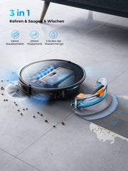 Laresar Evol 3 Robot Vacuum Cleaner With Mop Function - 4500Pa Super Thin Black Vacuum - 180 Minutes Battery Life - App/Remote/Voice Control - Ideal for Hard Floors, Pet Hair, Carpet