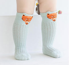 SYGA Baby Socks Boneless Over-The-Knee Thigh Socks Anti-Mosquito Long-Leg Walking Knitted Socks Suitable For 0-1 Years Old (White Elephant, Size S)