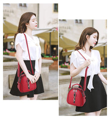 SYGA Women's Crossbody Bag, Zip Top, PU Leather Shoulder Bag (Red)