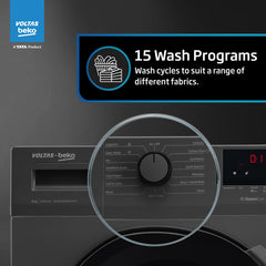 Voltas Beko, A Tata Product 7 Kg 5 Star Inverter Quick wash Fully-Automatic Front Loading Washing Machine (WFL7012B7JVBKA/AXV, Anthracite, In buit Heater/Hygiene steam)