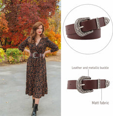 SYGA Women's PU leather Retro Pin Buckle Waist Belt Waist Size 29 Inch to 35 Inch, Black (Pack of 1)