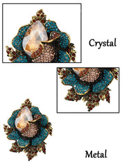 SYGA Brooch Pin Fashion Crystal Rhinestone Jewellery Pin Vintage Accessories Decoration Clothing Bouquet Brooches for Bridal Women Girl (BLUE-ROSE-GOLDEN)