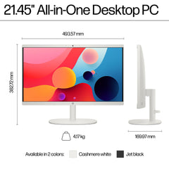 HP All-in-One Desktop Intel® Core™ i3-N300,21.5 inch(54.5cm),FHD,Anti-Glare,8 GB DDR5, 512GB SSD,White Wireless Keyboard and Mouse Combo,White, Windows 11, 4.17kg,22-dg0786in