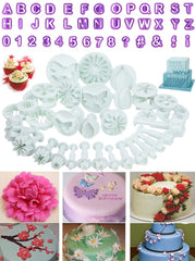 SYGA 48 Pieces Decorating Kit containing 33 Flower Fondant Cake Sugarcraft Cookie Mould with 1 Cake Smoother and 14 Fondant Sticks