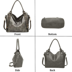 SYGA Women's Tote Bag, Large Capacity, Crossbody or Shoulder Style(SilverGrey)
