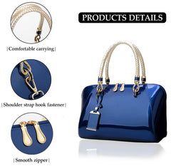 SYGA Gloosy versatile patent leather women's bags, texture and personality, portable Handbag, crossbody bag(ROYAL BLUE)