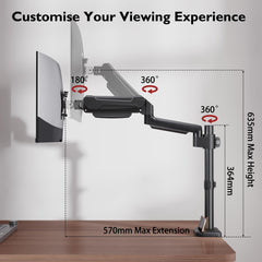 BONTEC Single Monitor Arm Desk Mount for 13-34 Inch Screens, Adjustable Gas Spring Arm with Tilt, Swivel, Rotation, VESA 75x75mm 100x100mm, Holds up to 19.8lbs, C-Clamp & Grommet Base, Ergonomic Stand