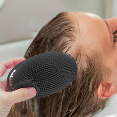 MOMISY Ultra Soft 2-in-1 Body & Shampoo Brush, Exfoliating Silicone Bath Scrubber, Premium Silicone Loofah, Scalp Massager (Black)