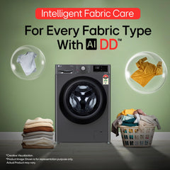 LG Smart Choice, 9 Kg, 5 Star, AI Direct Drive Technology, Steam, 6 Motion DD & Wi-Fi Fully-Automatic Front Load Washing Machine (FHP1209Z5M, Intelligent & Convenient Fabric Care, Middle Black)