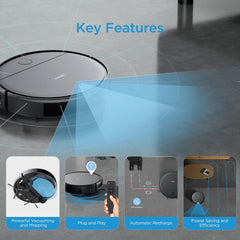 Midea I2A Robotic Vacuum Cleaner with Remote |Wet & Dry |BLDC Motor | 1200Pa Strong Suction | Anti Fall Function | Anti-Collision & Auto Return Charge Function