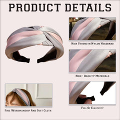 MOMISY Knotted Hairband Headband Cross Hair Band Accessories for Women and Girls (Grey LightPink)