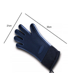 SYGA Set of 2 Cotton Lining Oven Gloves Environmentally Friendly Silicone Honeycomb Texture Non-Slip Thickening Insulation(Black)