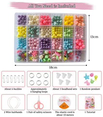 SYGA Beads for Kids Crafts Children's Jewelry Making Kit DIY Bracelets Necklace Hairband and Rings Craft Kits Birthday for 4, 5, 6, 7-Year-Old Little Girls-Multicolor (DIYBeadsSet-18)