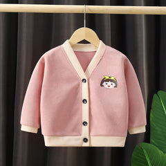 MOMISY Cotton Blend Baby Boy & Girls Sweater Jacket Front Open Cardigan (6 to 12 Months, Pink)