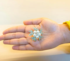 SYGA Brooch 5 Pearl Fashion Crystal Rhinestone Jewellery Pin Vintage Accessories Decoration Clothing Brooches for Women Girl - 5 Pearl Leaf
