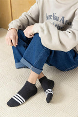 MOMISY 5 Pairs Baby Girl Boys Tube Socks Toddlers Infant Solid Color Ankle Socks Stretch Baby Socks (3Striped, 6 Years-8 Years)