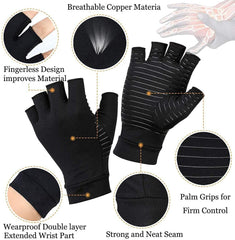 MOMISY Arthritis Gloves Copper-Infused Fingerless Compression Gloves to Speed Up Recovery & Relieve Symptoms of Arthritis RSI Tendonitis & More for Men & Women - 1 Pair, Black, Medium