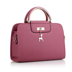 SYGA Women's Handbag Corrugated Fawn Pendant Cute Shoulder Bag Fashionable Style Crossbody Bag (Rubber Red)