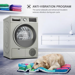 Bosch 9 kg Fully Automatic Front load Condenser Tumble Dryer (2024 Model, WPG24108IN, 5 Drying Options, 14 Programs, Allergy Plus, 100% Drying with 0% Effort, Inbuilt Heater, Silver)