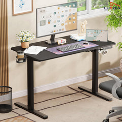Lukzer Electric Automatic Height Adjustable Sit Stand Desk | Black Frame Black Top | Ergonomic Study Table with Digital Display & Memory Preset Option for Home & Office (EST-003/70 x 110 x 60cm)