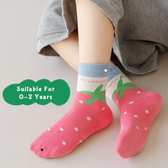 SYGA 5 Pairs Baby Socks, Toddlers Infant Cotton Stretch Crew Socks with Yellow Dinosaur Design, Suitable for 0-2 Years baby