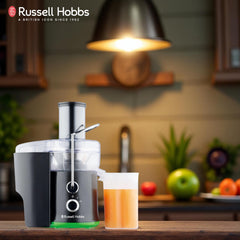 Russell Hobbs Vitality Turbo RJE800 800W Juice Extractor | 15,000 RPM Centrifugal Juicer, 65 mm Wide Chute, 2 Speed Controls | 600 ml Jug with Pulp Bin, Easy Clean & Overheat Safe | 2 Years Warranty