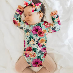 MOMISY Floral Romper with Hairband Photoshoot Photography Props Costume (Blue Flower)