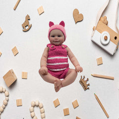 MOMISY Striped Romper with Cap, Photography Props Costume, Pink