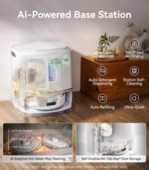 NARWAL Freo Z10 Robot Vacuum & Mop, 120-Day Dust Bin, Tangle-Free Brush, Self-Cleaning, Corner Mop, 15000Pa Suction, Smart Dirt Sensors, Works with Google, Alexa, Siri & App
