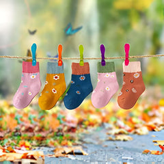 MOMISY 5 Pairs Baby Girl Boys Tube Socks Toddlers Infant Stretch fit-Sweet Flower - Multicolor (Sweet Flower, Medium)