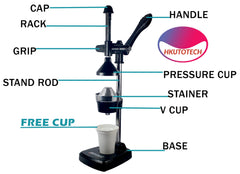HKUTOTECH Aluminium Hand Press Citrus Fruit Juicer, Cold Press Juicer, Manual Hand Press Juicer and Squeezer for Fruits and Vegetables- Big (Made in India)