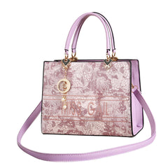 SYGA Elegant Floral Embossed Handbag for Women Tote with Gold Accents