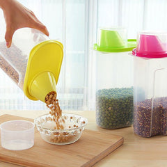 SYGA Medium Cereal Dispenser Jar 1900ml Set of 3 Multi Purpose Storage Container Idle for Kitchen-Storage Box Lid Food Rice Pasta Container(Medium,Yellow)