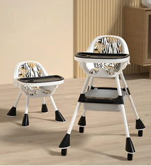 SYGA Adjustable High Chair for Baby Kids Safety Toddler Feeding Booster Seat Dining Table Chair with Wheel and Cushion Anti-Slip Removable Baby Chair (Pack of 1 - Black)