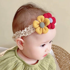 SYGA 3 Pcs Baby Girl Headband Soft Flower Bow Strechable Hairband Suitable For Newborns, Infants, Toddlers and Kids 0-3 Years(Color - 09)