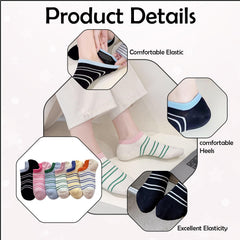 MOMISY Women Ladies Girls Cotton Invisible No show Cotton Loafer Adult Socks (Multi-colour Pack of 6)-Free Size-Striped