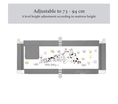 SYGA 1.5 & 2.0 M Pack of 2 Animal Print Baby Safety Bed Rail_Gray