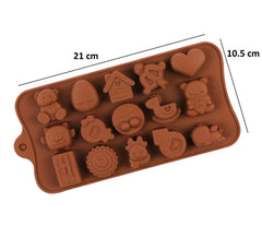 SYGA 15-Cavity Cute Cartoon Shap Chocolate Silicon Mould Candy Mould (Colour May Vary)