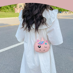 SYGA Children's Unicorn Sling Bag Small Mini Coin Bag Cartoon Backpack PU Leather Kitten Handbag for Toddlers Kids (Pink)