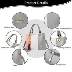 SYGA Handbags for Women with Multiple Internal Pockets in Pretty Color Combination, Women's Satchel Handbag(GREY)
