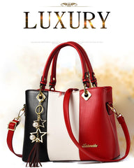 SYGA Handbags for Women with Multiple Internal Pockets in Pretty Color Combination, Women's Satchel Handbag,shoulderbag(RED)