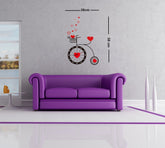 Syga Plastic Cycle Wall Clock Sticker (Standard Size, Multicolour)