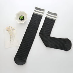 MOMISY Combed Cotton Knee-High Striped Socks, 3 Pairs, 1-3 Years (IN, Age, 1 Year, 3 Years, Gey Yellow Black)