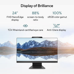 ASUS AiO M3402WFA Series, 23.8" (60.45 cm) FHD, AMD Ryzen™ 5 7520U, All-in-One Desktop (8GB/512GB SSD/Win11/Office 21/1Year McAfee Security/Wireless Keyboard & Mouse/Black/5.4 kg), M3402WFA-KBA015WS