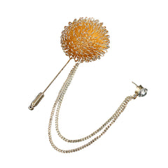 SYGA Men's & Women Suit Shirt Stud Lapel Pin Chain Tassel Brooch Pin with Crystal Chain(Golden bouquet)