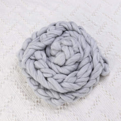 MOMISY Newborn Baby Photography Prop Wool Wrap Braided Rope Basket Filler Stretchy Baby Scarf Photo Props DIY Bliss Sleeping Rug Soft Baby Blanket Art- Light Grey
