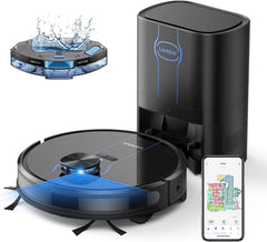 Laresar Robot Vacuum Cleaner With Mop,3500Pa 200 minutes runtime With 3L Self Emptying Station,Works With Alexa,Editable Map,Lidar Navigation,3-In-1 Robot Hoover For Pet Hair,App Control(L6 Nex),Black