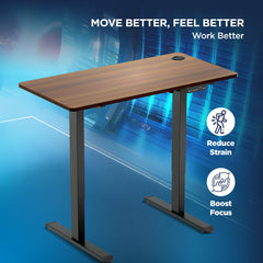 The Sleep Company - Electric Height Adjustable Desk | Ergonomic Work from Home Table | 4 Memory Presets | 2 Years Warranty | 1600 x 700 Thick Top | Free Installation | Wooden & Black