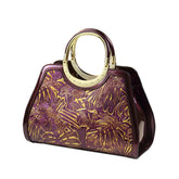 SYGA Women Elegant Embossed Heart-Shaped Handbag – Polyester Vintage Style with Metal Ring Handle